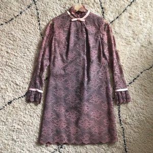 VINTAGE 1960s mod lavender lace mini dress